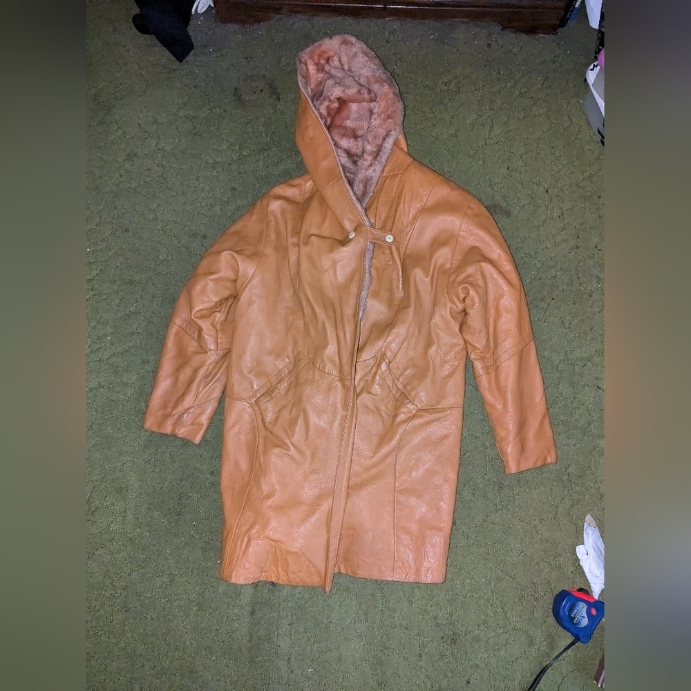 Women's Hooded Leather Jacket